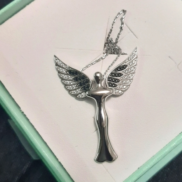 Angel Of The Night Cubic Zirconia Sterling Silver Necklace - Picture 3 of 10